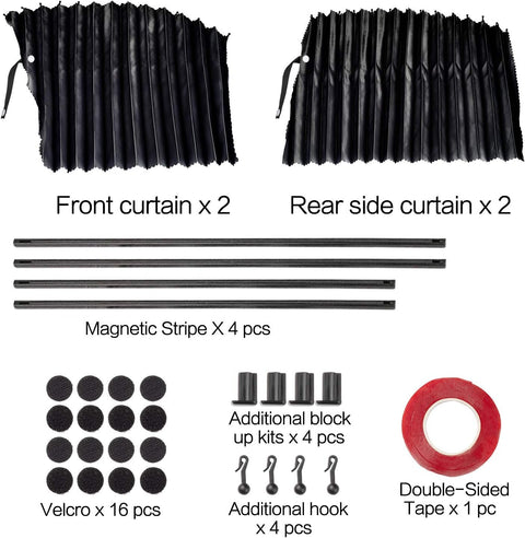 4 Pack Slidable Magnetic Car Side Window Sun Shade Curtain